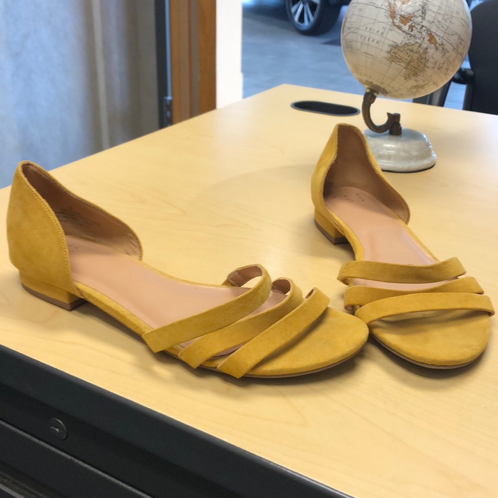 Mustard slip on sandals